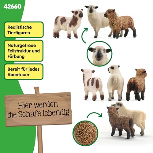 SCHLEICH Farm World | Schaffreunde 42660 Bauernhof Spielfigur | detailgetreue Tierfiguren | Geschenk für Jungen und Mädchen | Bauernhof Spielzeug ab 3 Jahre | Set aus 3 Teilen