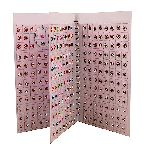 THANU'S CRAFT Multicolor Diamond Forehead Pottu Sticker Kumkum Tiny Stone Bindi Book for Ladies (372 Small Stone Bindi Booklet) Mini (4Mm to 6Mm) Multicolour