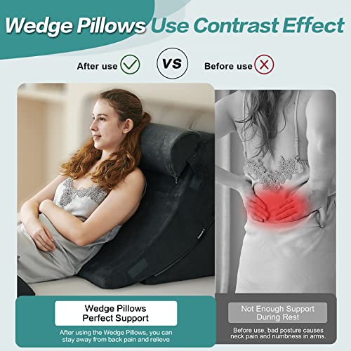 Ganaver 4Pcs Wedge Pillow For Sleeping, Orthopedic Bed Wedge Pillows For After Surgery, Foam Triangle Sit Up Pillow Wedge For Back, Neck, Shoulder Support, Leg Elevation, Acid Reflux, Gerd, Snoring #TOP2