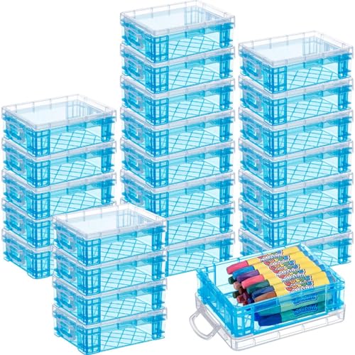 Image of Suzile 25 Pcs Plastic Crayon Boxes Bulk,Blue