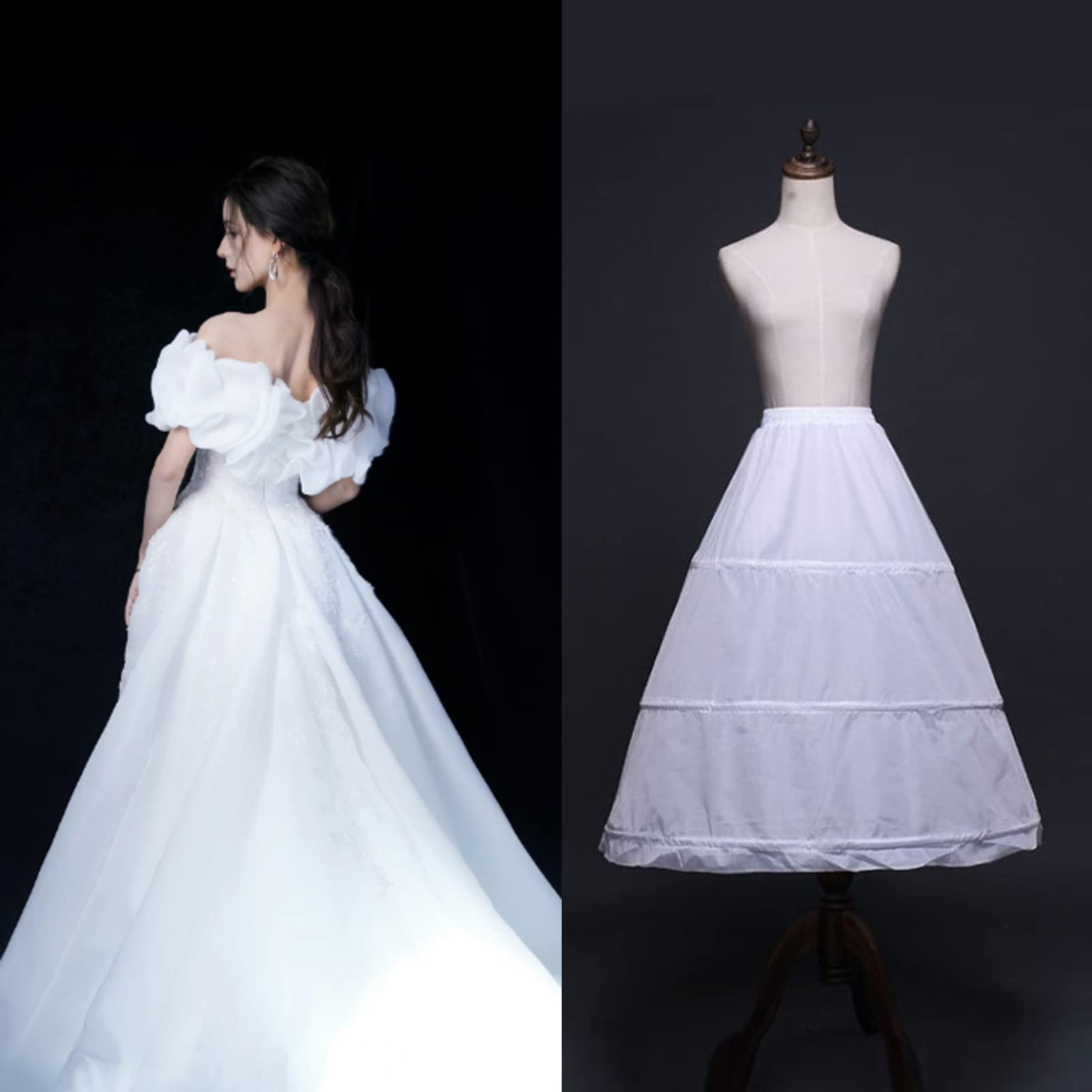 Sottoveste Crinolina Per Abito Sposa - Gonna A 3 Cerchi In Poliestere - Foto 4