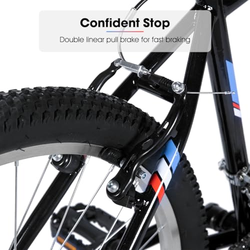 HH HILAND 24 26 inch Mountain Bike for Men Women, 18 Speeds