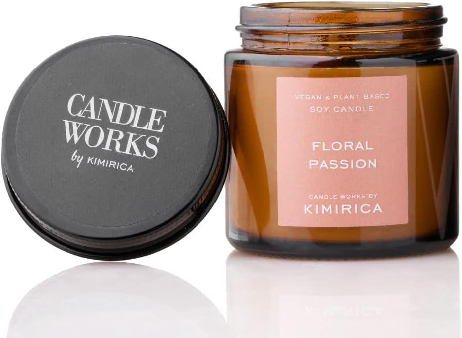 Kimirica Floral Passion Scented Candle | Plant-Based Soy Wax Aromatherapy Candle | Premium Glass Jar | 18 Hour Long Burning | Candles for Home Decor, Luxury Gift for All Occasions (80gm)