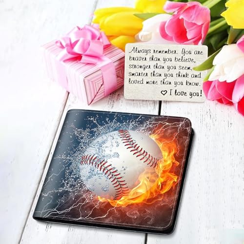Image of Boys Wallet for Kids, Teen Boy Baseball Wallets 9-12 8-10 8-12, Cool Novelty Leather Bifold Rfid Blocking Purse Coin Pocket Zipper Id Window for Children Men Male Youth Guys Birthday Gifts