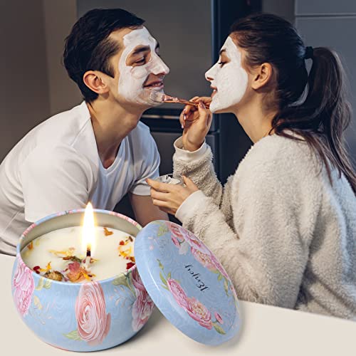 Eyamumo 4 Pack Scented Candles Gifts For Women, Strong Fragrance Aromatherapy Jar Candles Set Lavender, Jasmine, Rose , Mokara Camellia, Soy Wax Portable Travel Tin Candle For Home Scented Decoration #TOP6