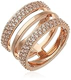 Magnifique bague en laiton or rose sertie de zircons blancs - Largeur : 1,3 cm