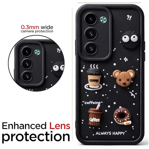 Image of Bintage case Cute Fun Taddy Cartoon 3D Ball Bear Milk Cake Coffee Silicon Case Full Body & Camera Protection Back Cover Compatible for Oppo A5 5G / Oppo K13x 5G - Black