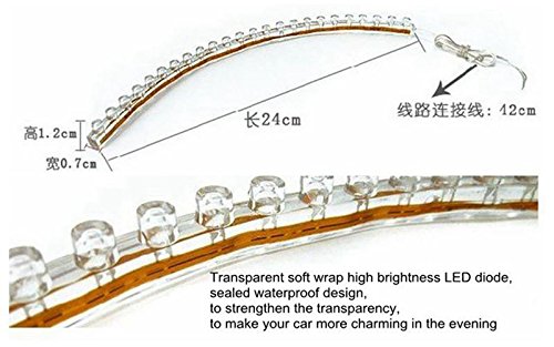 EverBright 2-Pack Amber/Yellow 72CM PVC DC 12V Flexible LED Strip Light For Car motorcycles Decoration Interior Exterior Atmosphere Lamp Bulbs Vehicle DRL Day Running Light without built-in 3M Tape