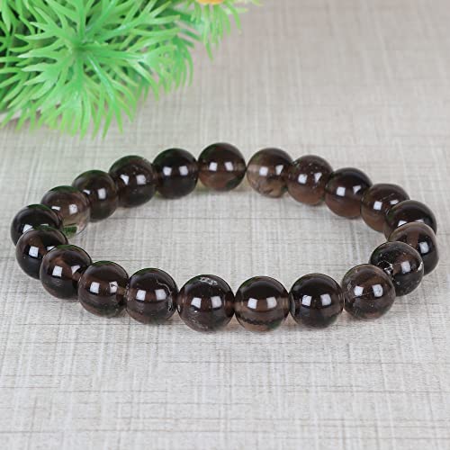 GEMHUB Natural Stretch Gemstone Bracelet 8mm Beads 7 Inch to 8.5 inch Healing Crystal Energy Smoky Quartz Chakras Jewelry for Women Men Girl Birthday Gift Natural Quartz Bracelet2