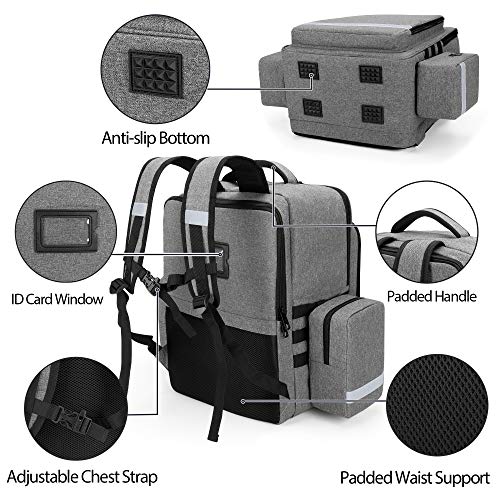 Trunab Emergency Medical Backpack Empty, EMT Camping Molle Bag with Detachable Side Pocket and No-Slip Bottom for Camping, Hiking, Traveling, Daycare, Red, Bag Only - Image 6