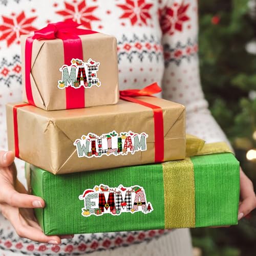 Image of Personalized Christmas Stickers, Custom Name Waterproof Christmas Gift Tags for Gift Box Holiday Decorations, Stockings, Party Favors (Name 2)