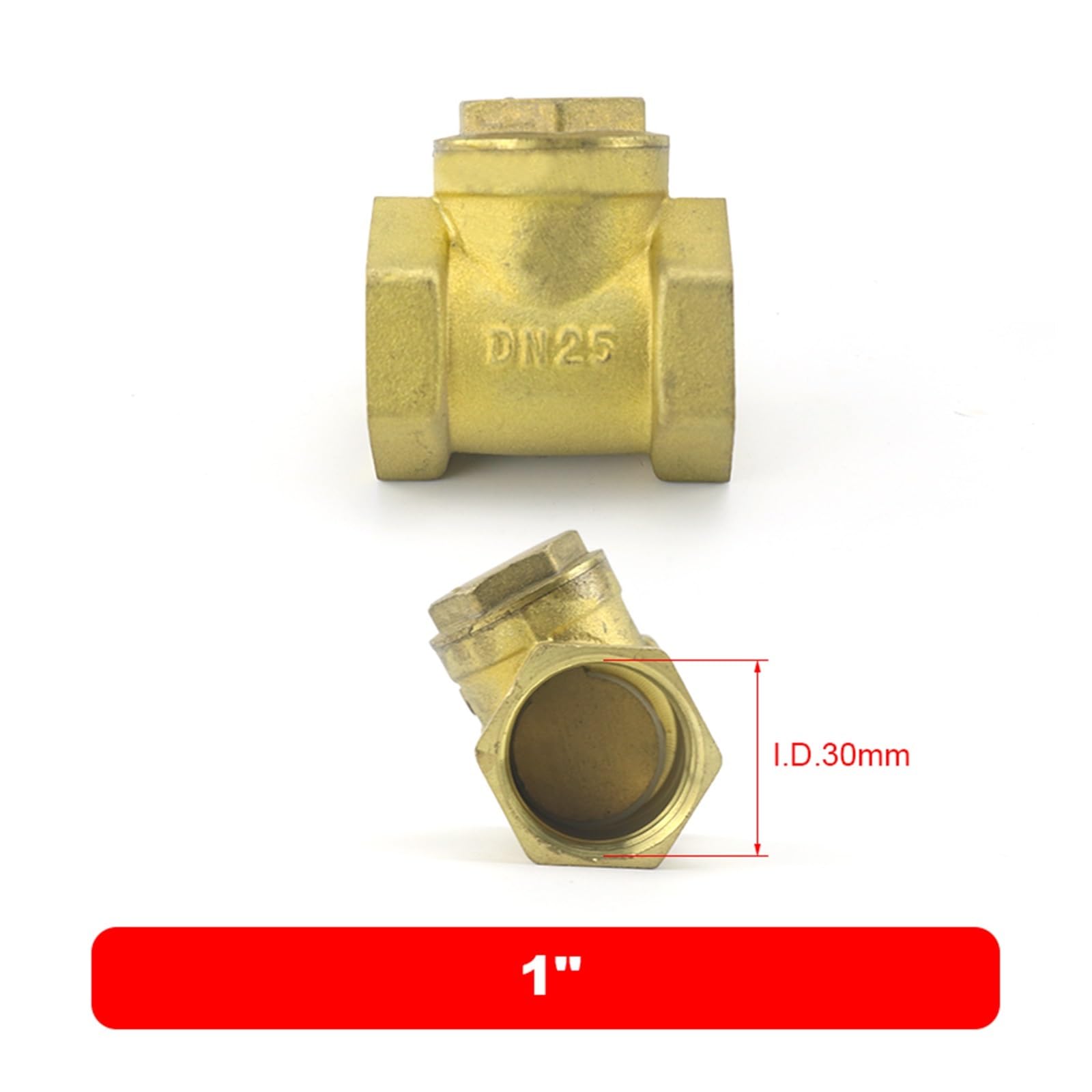 Zawór zwrotny mosiężny poziomy - 1/2", 3/4", 1" BSP Zawór obrotowy z gwintem wewnętrznym do wody i DN15 DN20 DN25 1szt(0.5In)