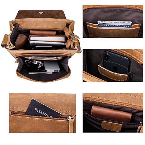 Image of Augus Mens Leather Crossbody Messenger Bag for Work Travel Daily Casual