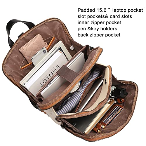 Image of CLUCI Leather Backpack for Women, 15.6 inch Laptop Bag, Large Genuine Work Backpack Travel Back
