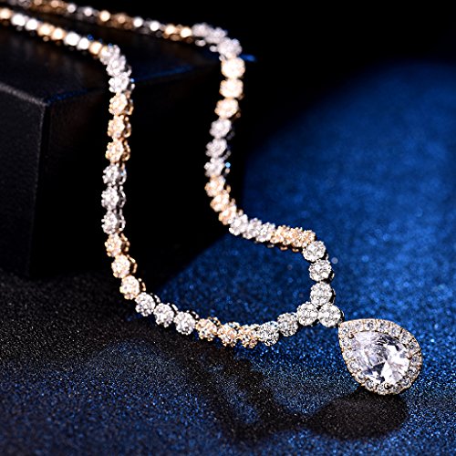 Masop Womens Bridal Wedding Jewelry Set Cubic Zircon Necklace Bracelet Earrings White And Gold Plated #TOP3