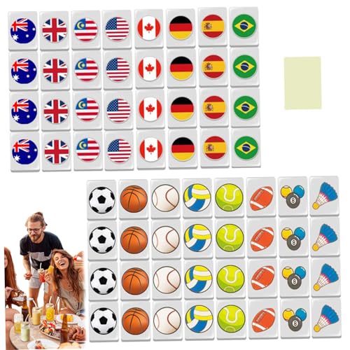 Set Mini Mahjong 64 Piezas con Diseño Bandera y Bola
