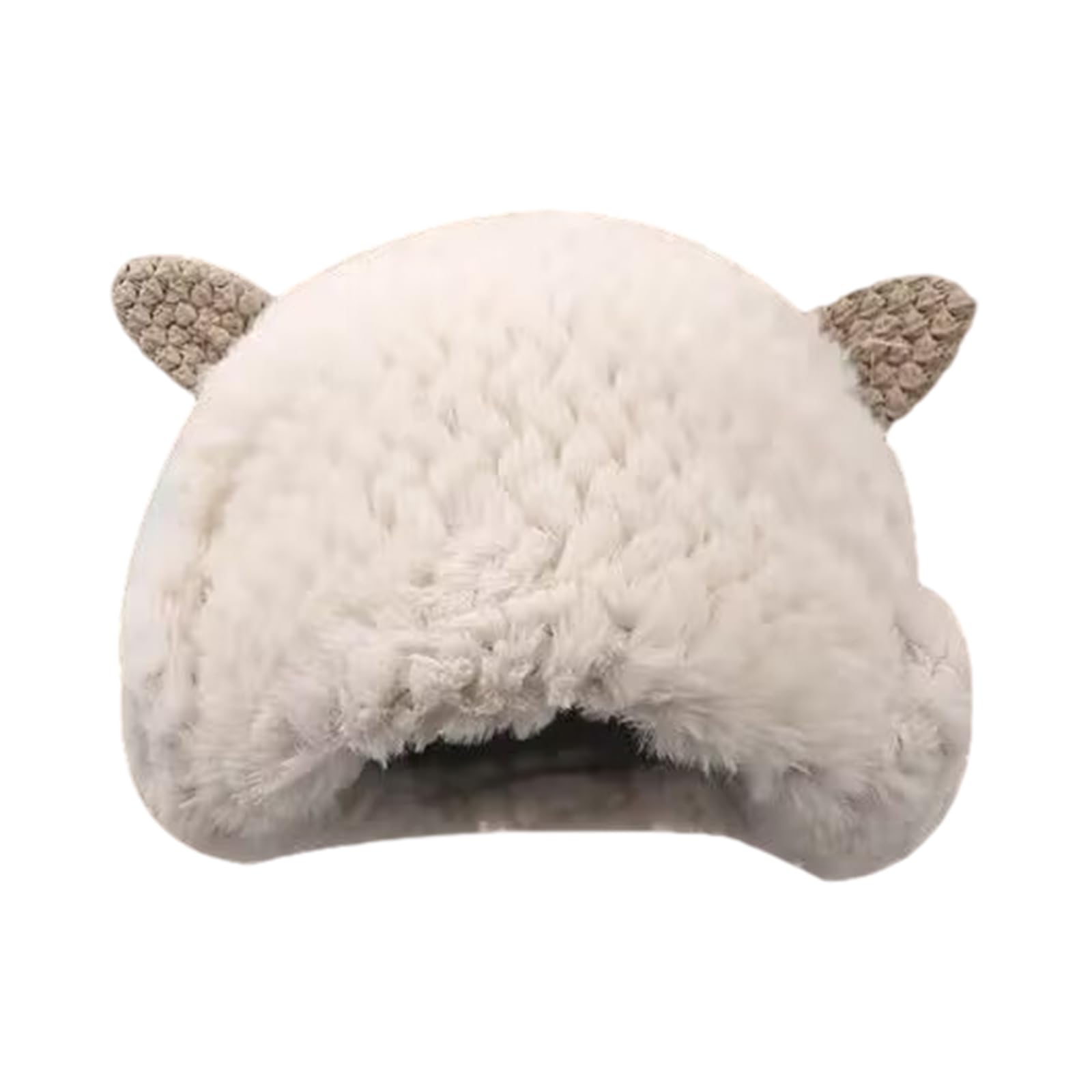 Sheep Ear with Ear Flap Plush Bonnet Hat for Girl Furry Women Windproof Ear Muff Hat for Outdoor Activity Casual Hat Beige