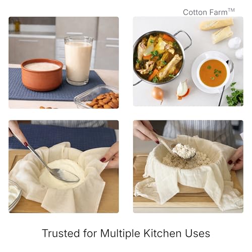 Image of Cotton Farm Grade 100 XL Cheese Cloth for Straining & Cooking; 18 Sq. Ft. (2x1 yards); 100% Unbleached Cotton Cheesecloth; Reusable with Finished 2 Edges; Ultra-Dense (the finest) Butter Muslin