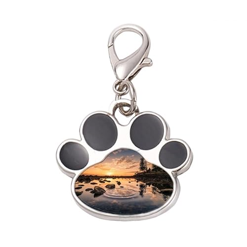 DIYthinker?Ocean Sky Stone Water Science Nature Pet Tag Keychain Dog Cat ID