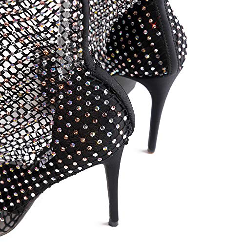 Cape Robbin Florence Stiletto High Heels for Women, Rhinestone Sparkle Fishnets2