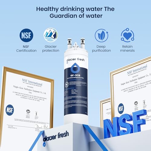 Image of GLACIER FRESH WF3CB Refrigerator Water Filter Replacement for PureSource 3, 706465, WF425, PS3412266, AP4567491, 242017800 Refrigerator Water Filter, Pack of 1