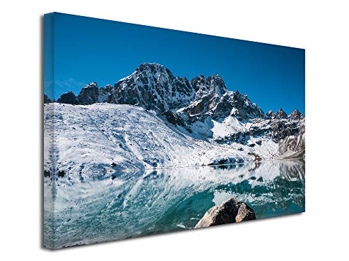 DECLINA, Tableau Déco, Décoration murale salon, Tableau imprimé,Tableau toile paysage lac de montagne enneigé 120x80 cm