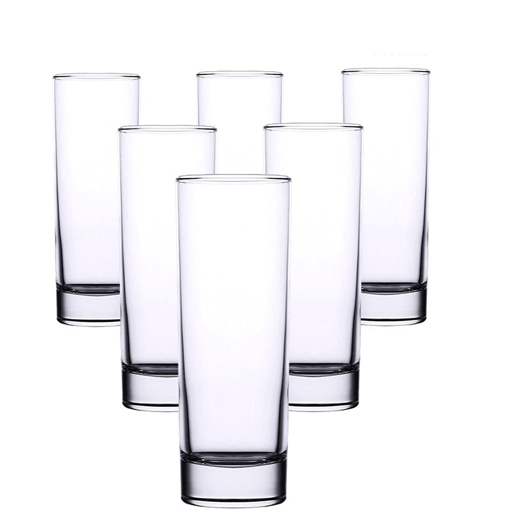 Szklanki Kubek szklany, okulary Highball, Kubki do napojów do herbaty lodowej, szkło do soku, piwa i koktajl Szklanki do wody Szklanka barowa (Color : B(6pcs))