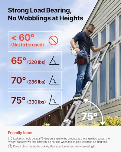 Vevor Scala Telescopica Da 3,8 M, Scala Estensibile Pieghevole Multiuso In Alluminio, Capacità Carico Max. Di 150 Kg Con Piedini Antiscivolo, Per Casa, Lavori All'aperto, Soffitta - 6