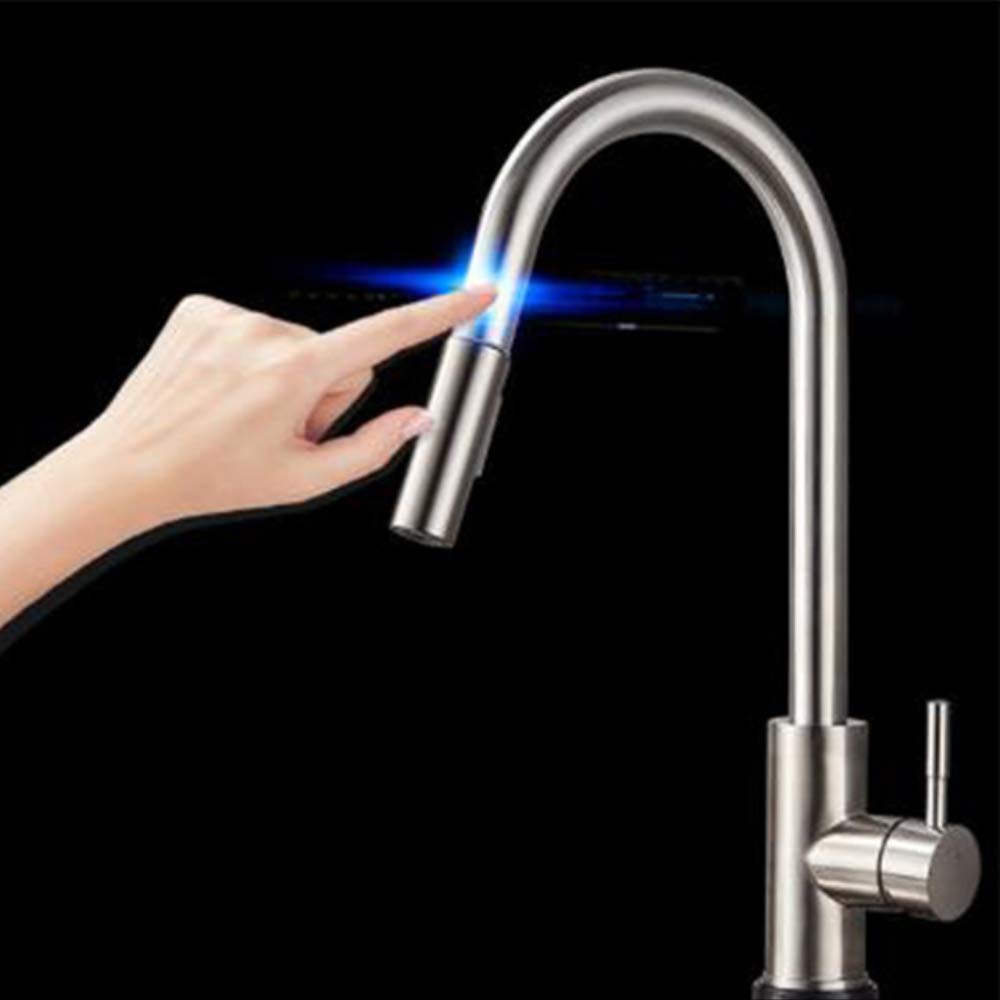 ZYCHSJXA Sensor Kitchen Faucets Black Smart Touch Inductive Sensitive Faucet Mixer Tap Single Handle Dual Outlet Water Modes 3color Yellow