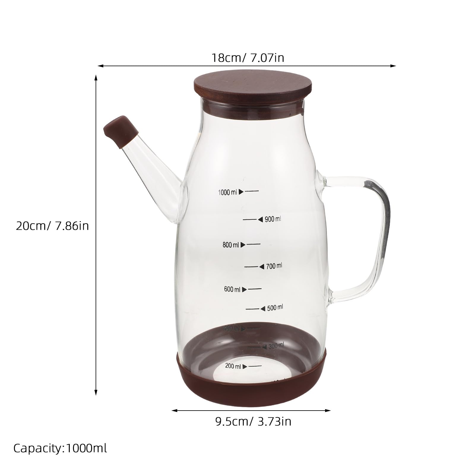 Aceitera de Vidrio de 1000ml con Asa y Vertedor Preciso