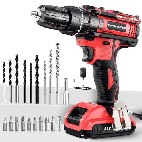 Cordless Drill Driver 21V with 2000mAh Battery