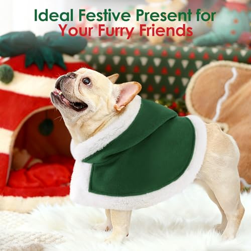 Capa Navideña para Perro AOFITEE con Gorro Verde miniatura 2