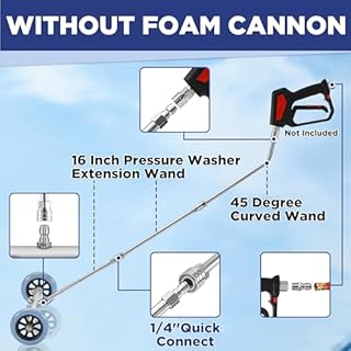 RIDGE WASHER Pressure Washer Undercarriage Cleaner, 16 Inch Undercarriage Washer with Foam Cannon, Under Car Cleaner with Straight Extension Wand, 4000 PSI
