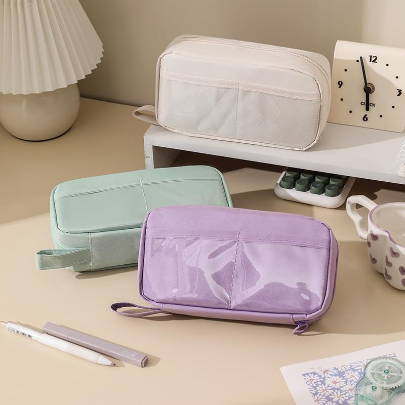 Image of FINPAC Pencil Case, Large Capacity Pen Case, Portable Durable Bag Pouch Holder Box Organize for Study, Office, or Travel, Only a bag (Green)