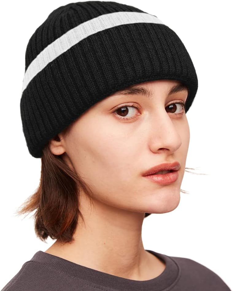 2 Pack Winter Beanie Knit Hat for Women Men Soft Warm Stretch Chunky Cable Hats Ladies Girls Skull Cap SLH2T032