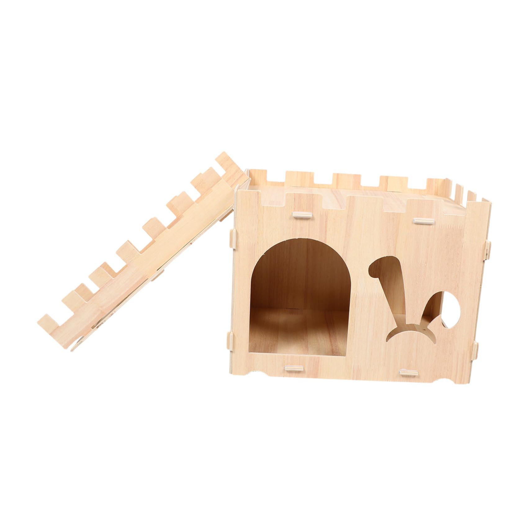 Casa de Madera para Mascotas Pequeñas con Escalera y Puerta Accesible Escondite para Conejos Cobayas Hámsteres y Hurones Refugio Interactivo para Animales Pequeños Interiores