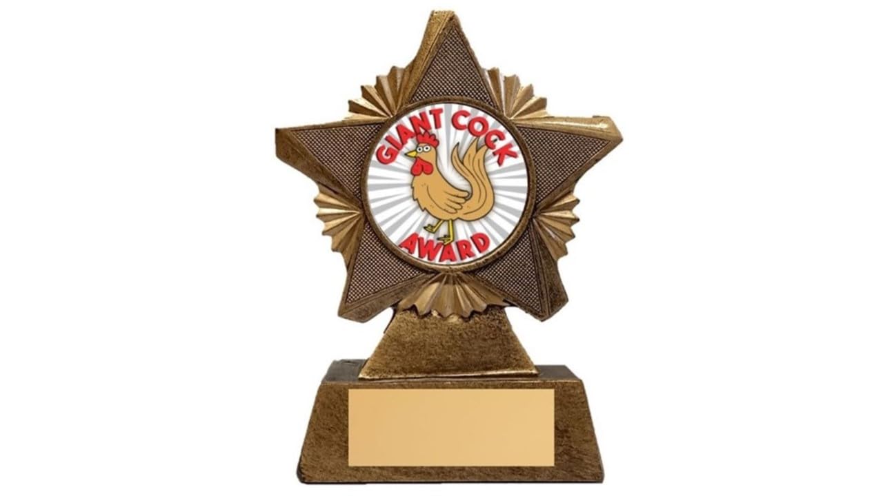 Troshow Antique Gold Giant Cock Award Trophy Premier Star 150Mm Heavy Resin Fun Award Adult Humour Free Engraving -Troshow2-Aa