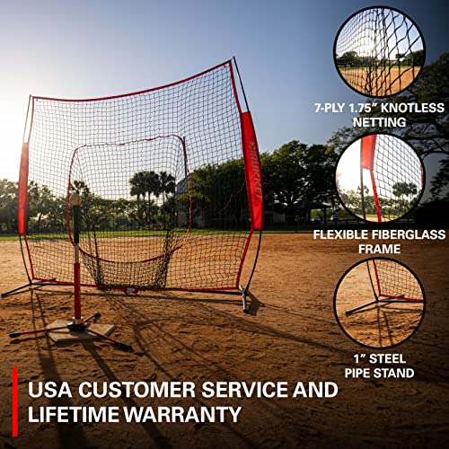 Rukket 7X7 Baseball & Softball Net, Practice Hitting, Pitching, Batting And Catching, Backstop Screen Equipment Training Aids, Includes Carry Bag (7X7Ft Net & Bag) #TOP2