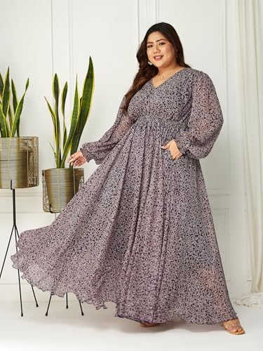 Image of Miss Chase A+ Women's V-Neck Three-Quarter Sleeve Floral Wrap Chiffon Midi Dress