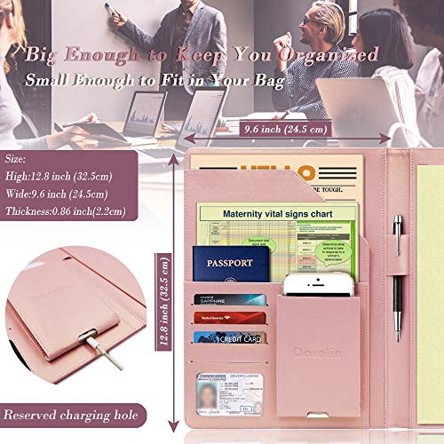 Darolin Business/Resume Padfolio Portfolio Folder With Letter/A4 Size Clipboard, Interview/Conference/Legal Document Organizer, Premium Portfolio Professional Case, Padfolio For Women/Men-Rosegold #TOP2