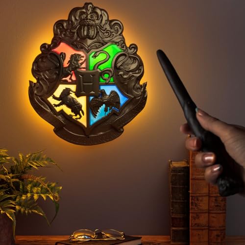 Image of Paladone - Harry Potter - Hogwarts Crest - Lamp with Control Wands Black