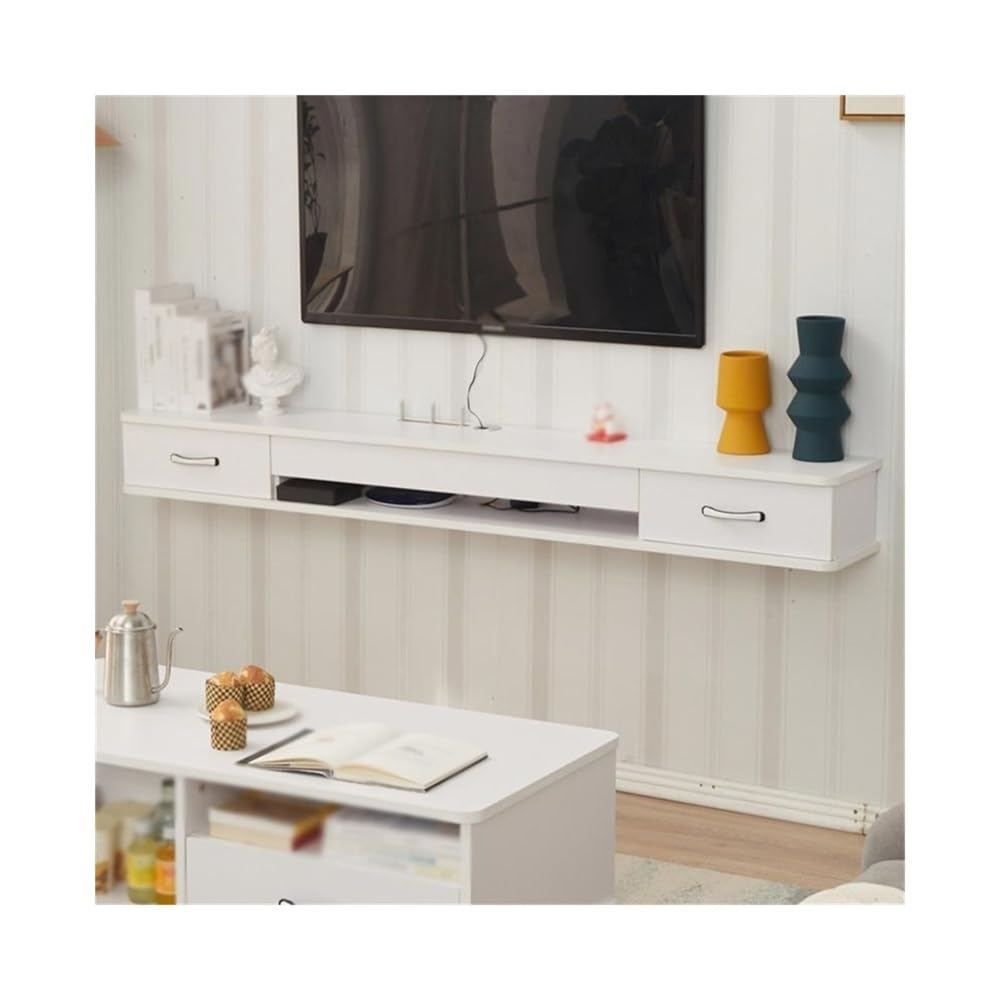 DFGHNBVC Console Floating Tv Shelf, Wall Mounted Tv Cabinet, Floating Shelves With Drawer, Entertainment Media Console Entertainment,White