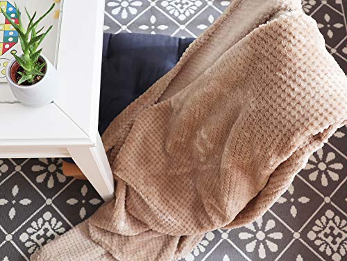 Miniatura 5 de Hte Manta Cama 150 180 De Microfibra, Manta Suave Para Sofá, Manta Coche Ideal Para Viaje, Manta Polar 220 X 240 Cm Muy Caliente Beige 220x240cm
