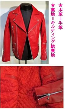 HORN WORKS レッド ダブルライダースジャケット L Horn Works 本革 襟ボアダブルライダースジャケット メンズ