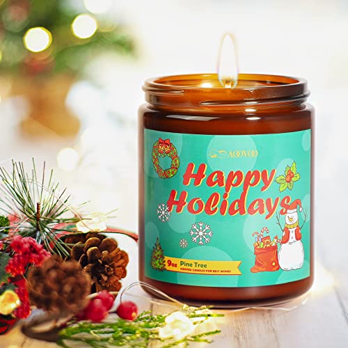 Christmas Scented Candles Gifts Sets For Women - Aromatherapy Candle For Home Scented, 9Oz Natural Soy Wax Portable Travel Tin Jar Candles For Mother Birthday Bath Yoga (Happy Holiday Candle) #TOP2