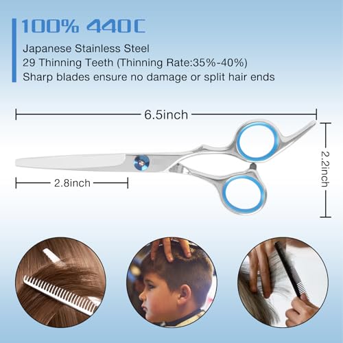Scedream RJD-BLUE 10 Pcs Hair Cutting Scissors Kit Professiona Set Haircut Scissors thumb #2