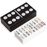 Yellow Mountain Imports Double 12 Dominoes Game Set with Numerals in Black Lacquer Case