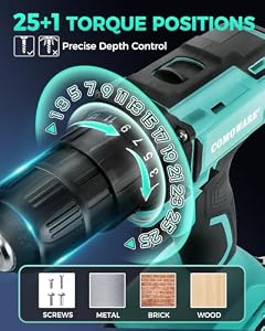 COMOWARE Cordless Drill, Electric Power Drill & Bits Set w/Charger& Battery — photo 4 of 6
