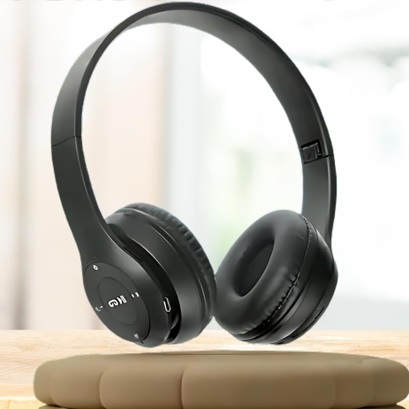 Image of P47 Gaming Bluetooth Wireless Headphones Over The Ear with Mic (Black)
