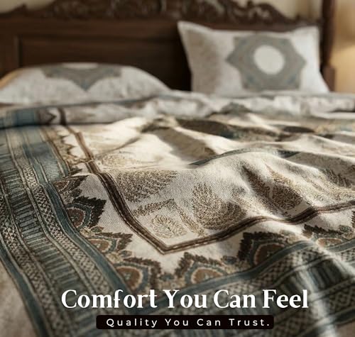 Image of BSB HOME 240 TC Cotton King Size Bedsheet, Premium Soft Double Bed Sheet, Breathable & Skin Friendly Bed Cover, Elegant Printed Bedsheet, Durable, 90 x 100 Inches (229 x 254 cm) - Warm Pearl